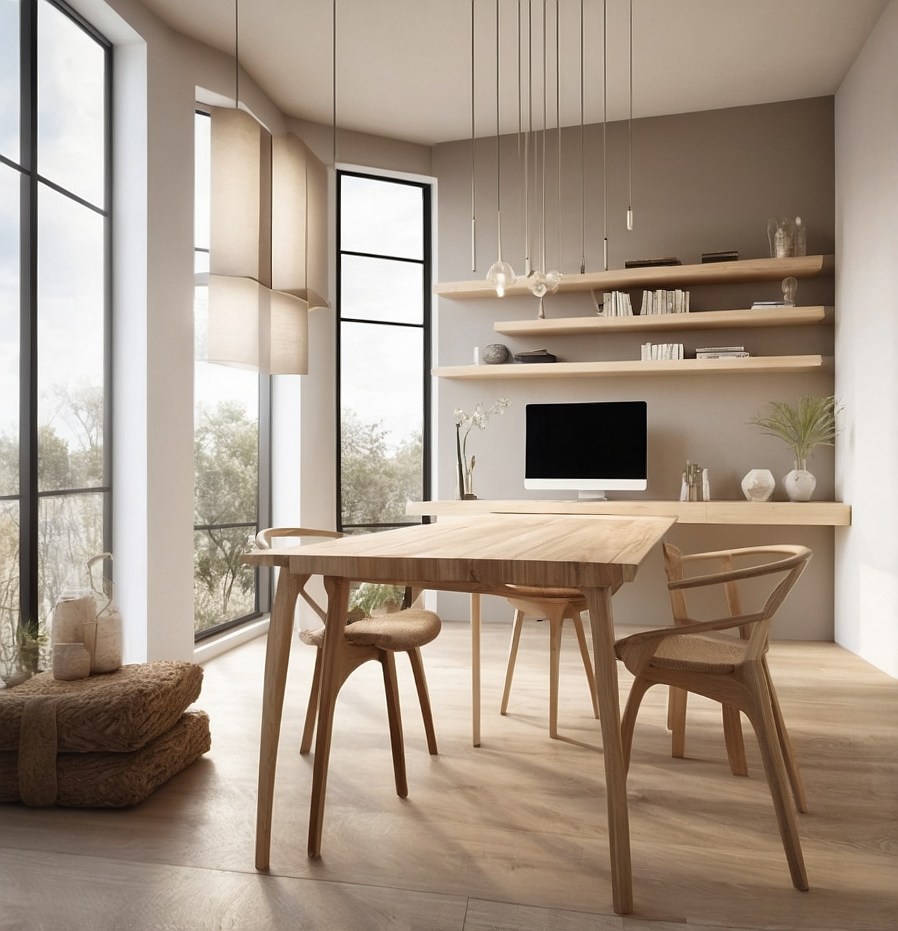 Diseño interior con estructuras de madera